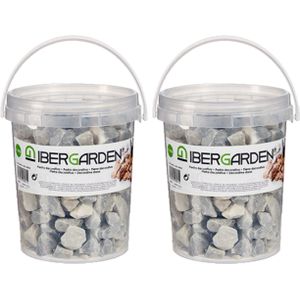 4x pakjes decoratie steentjes/kiezels lichtgrijs klein 1,5 kg - Aquarium bodembedekking