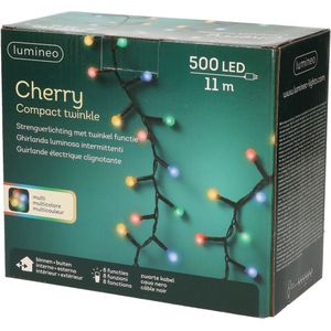 Cherry LED feestverlichting twinkle gekleurd met afstandsbediening 500 leds - Kerstverlichting/feestverlichting lichtsnoeren