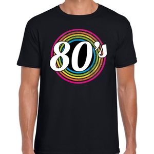 80s / eighties verkleed t-shirt zwart voor heren - discoverkleed / party shirt - Cadeau voor een disco liefhebber