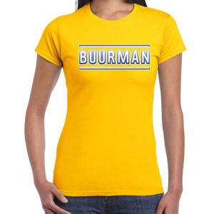 Buurman verkleed t-shirt geel voor dames - buurman carnaval / feest shirt kleding / kostuum