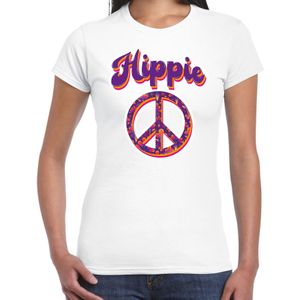Hippie t-shirt wit voor dames - 60s / 70s / toppers outfit / kleding