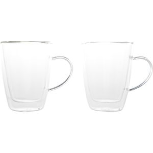 Set van 2x dubbelwandige koffie/thee glazen 250 ml - Transparant - Thee bekers en glazen