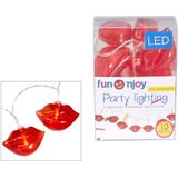 1x LED lichtsnoeren met rode lippen 100 cm binnen/buiten feestverlichting - Liefde/Valentijnsdag thema kusjes versiering