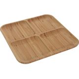 1x Serveerplanken/borden 4-vaks van bamboe hout 30 cm - Keuken/kookbenodigdheden - Tapas/hapjes presenteren/serveren - Vakkenbord/plank - Serveerborden/serveerplanken