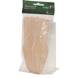 50x houten wegwerp messen bestek 16 cm bio/eco - BBQ/verjaardag/picknick bestek berkenhout