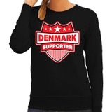 Denmark supporter schild sweater zwart voor dames - Denemarken landen sweater / kleding - EK / WK / Olympische spelen outfit