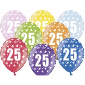 24x stuks feest ballonnen 25 jaar thema met sterretjes - Feestartikelen en versiering
