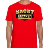 Nachtbraker fun/tekst t-shirt rood voor heren - Verkleden als nachtbraker outfit / carnaval