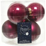 18x stuks kerstballen framboos roze (magnolia) van glas 8 cm - mat en glans - Kerstversiering/boomversiering