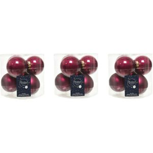 18x stuks kerstballen framboos roze (magnolia) van glas 8 cm - mat en glans - Kerstversiering/boomversiering