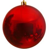 2x Grote kerst rode kunststof kerstballen van 25 cm - glans - Kerstversiering rood