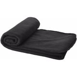 10x Fleece deken zwart 150 x 120 cm - reisdeken met tasje