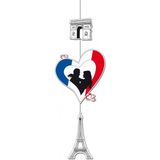 6-delige hou van Frankrijk versiering set hartjes van 14 cm en 28 cm en grote deco thema hanger - vlaggen decoraties