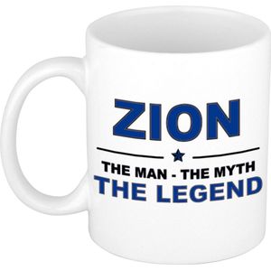 Naam cadeau Zion - The man, The myth the legend koffie mok / beker 300 ml - naam/namen mokken - Cadeau voor o.a  verjaardag/ vaderdag/ pensioen/ geslaagd/ bedankt