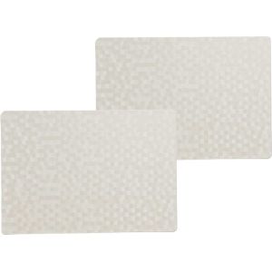 10x stuks stevige luxe Tafel placemats Stones wit 30 x 43 cm - Met anti slip laag en Pu coating toplaag