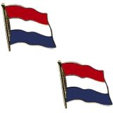 Set van 4x stuks speldjes Pin Vlag Nederland ca 20 mm - Holland supporters fans artikelen