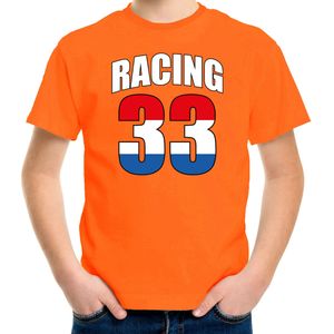 Racing 33 supporter / race fan t-shirt oranje voor kinderen - race fan / race supporter / coureur supporter