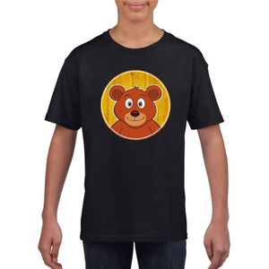 Kinder t-shirt zwart met vrolijke beer print - beren shirt - kinderkleding / kleding