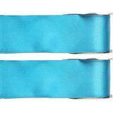 2x Hobby/decoratie turquoise satijnen sierlinten 2,5 cm/25 mm x 25 meter - Cadeaulint satijnlint/ribbon - Striklint linten