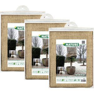 Nature plantenhoes jute - 3x - H100 x D75 cm - naturel - met trekkoord - anti-vorst beschermhoes