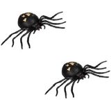 Set van 2x stuks nep spinnen Creepy 13 cm - Enge Halloween/Horror decoratie beestje/dieren