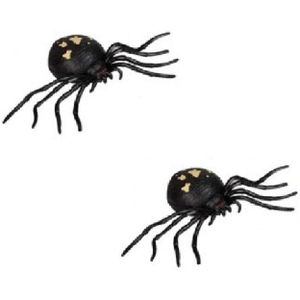 Set van 2x stuks nep spinnen Creepy 13 cm - Enge Halloween/Horror decoratie beestje/dieren