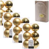 48x Gouden kunststof kerstballen 8 cm - inclusief kerstbalhaakjes - Onbreekbare plastic kerstballen - Kerstboomversiering goud