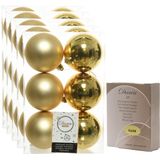 48x Gouden kunststof kerstballen 8 cm - inclusief kerstbalhaakjes - Onbreekbare plastic kerstballen - Kerstboomversiering goud