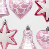 Inge Christmas kersthangers figuurtjes - 6x- roze - 9 cm -kunststof