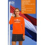 Bellatio Decorations Koningsdag sweater voor dames - koningsdel/frikandel - oranje - feestkleding