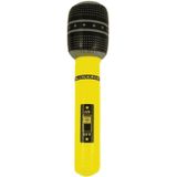 Set van 3x stuks opblaasbare microfoon neon geel 40 cm - Speelgoed microfoon - Popster verkleed accessoire - Feestartikelen