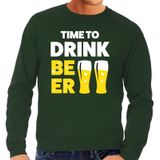 Time to drink Beer tekst sweater groen heren - heren trui Time to drink Beer