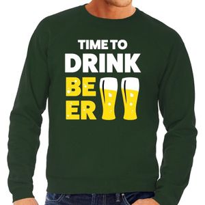 Time to drink Beer tekst sweater groen heren - heren trui Time to drink Beer