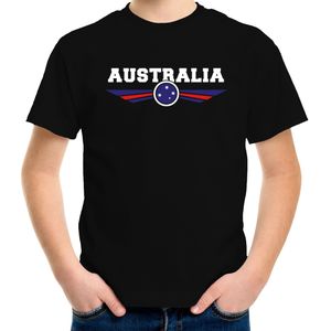 Australie / Australia landen t-shirt met Australische vlag zwart kids - landen shirt / kleding - EK / WK / Olympische spelen outfit