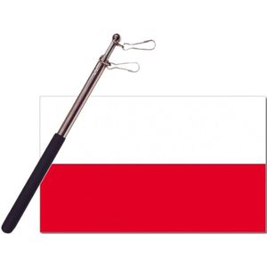 Landen vlag Polen - 90 x 150 cm - met compacte draagbare telescoop vlaggenstok - zwaaivlaggen