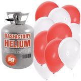 Helium tank met rood en witte ballonnen - Bruiloft - Heliumgas met ballonnen voor bruiloft