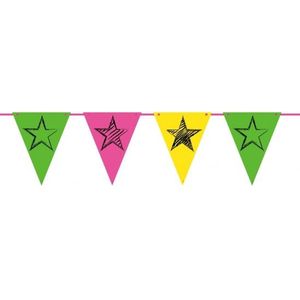 1x stuks Party verjaardag vlaggetjes in Neon kleuren - 6 meter diverse felle kleuren feestartikelen