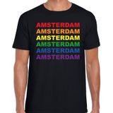 Regenboog Amsterdam gay pride / parade zwart t-shirt voor heren - LHBT evenement shirts kleding / outfit