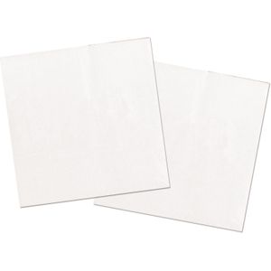 Servetten van papier 33 x 33 cm in het wit - Uni kleuren thema voor verjaardag of feestje - Inhoud: 60x stuks