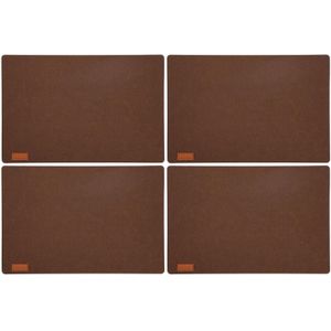 6x stuks rechthoekige placemats met ronde hoeken polyester cappuccino bruin 30 x 45 cm - Placemats/onderleggers - Tafeldecoratie