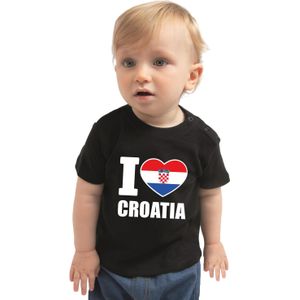I love Croatia baby shirt zwart jongens en meisjes - Kraamcadeau - Babykleding - Kroatie landen t-shirt