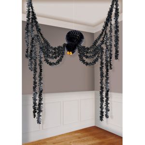 Amscan Horror spin honeycomb groot - Halloween thema decoratie - zwart - 360 cm