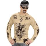 Tattoo shirt Gangster voor heren - Nep tatoeages shirt - Maffia/gangster verkleedkleding/kostuum