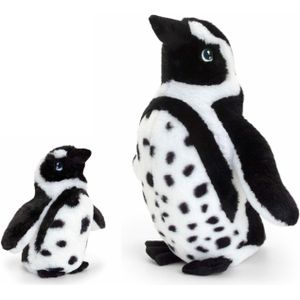 Keel Toys pluche Humboldt pinguin knuffeldieren - wit/zwart - staand - 18 en 40 cm