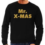 Foute Kersttrui / sweater - Mr. x-mas - goud / glitter - zwart - heren - kerstkleding / kerst outfit