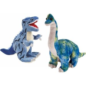 Setje van 2x Knuffel Dinosaurussen T-rex en Brachiosaurus