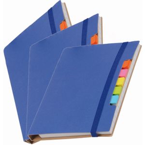 Pakket van 6x stuks schoolschriften/notitieboeken A6 gelinieerd harde kaft - blauw - Inclusief pen