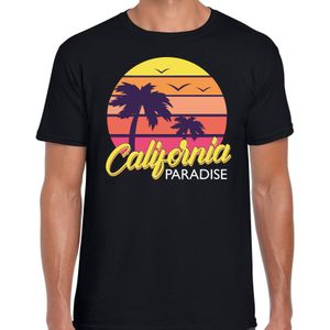 California zomer t-shirt / shirt California paradise zwart voor heren - zwart - California party outfit / vakantie kleding / strandfeest shirt
