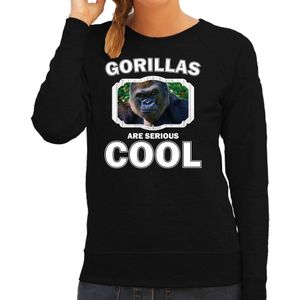 Dieren gorilla apen sweater zwart dames - gorillas are serious cool trui - cadeau sweater stoere gorilla/ gorilla apen liefhebber