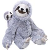 Pluche grijze luiaard met jong knuffel 38 cm - Bosdieren knuffels - Speelgoed voor kinderen